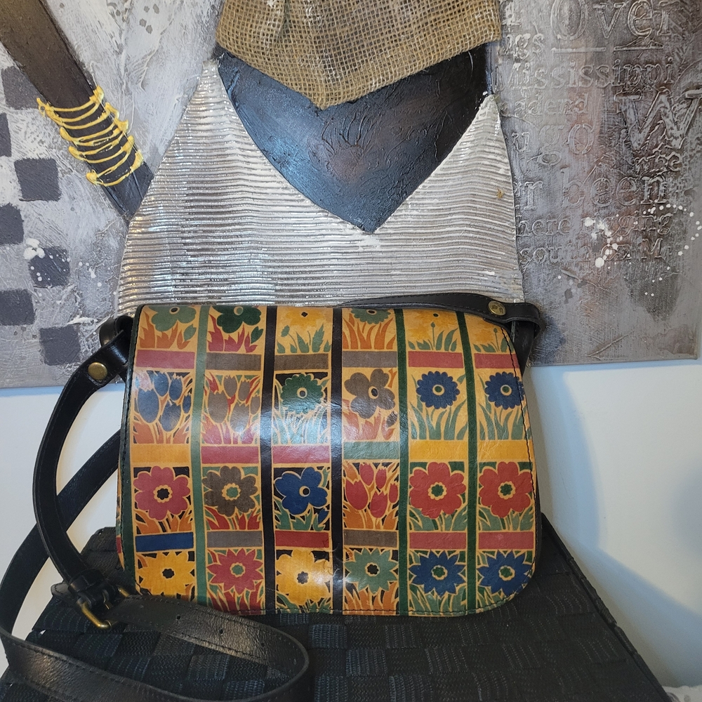 Floral Patterned Leather Crossbody Bag
